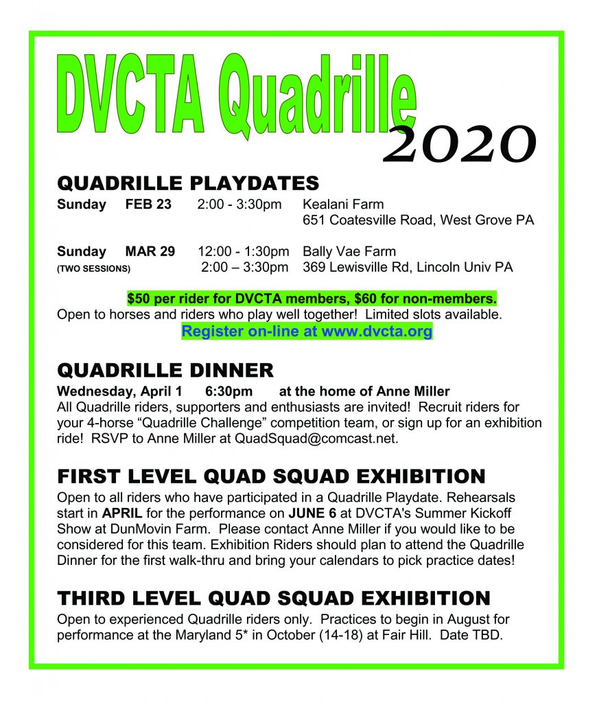 2020 DVCTA Quadrille Events